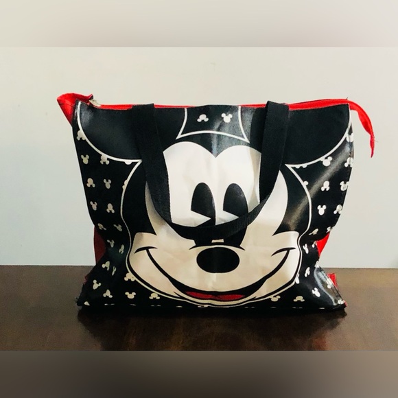 Disney Mickey Mouse shoulder tote bag top zipper black red. 14”HX15”W - Picture 1 of 7